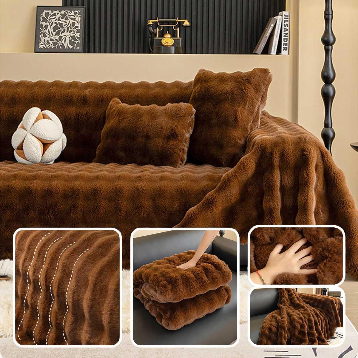 ラビットベルベットソファカバー 2人掛け 3人掛け 4人掛け 秋冬用